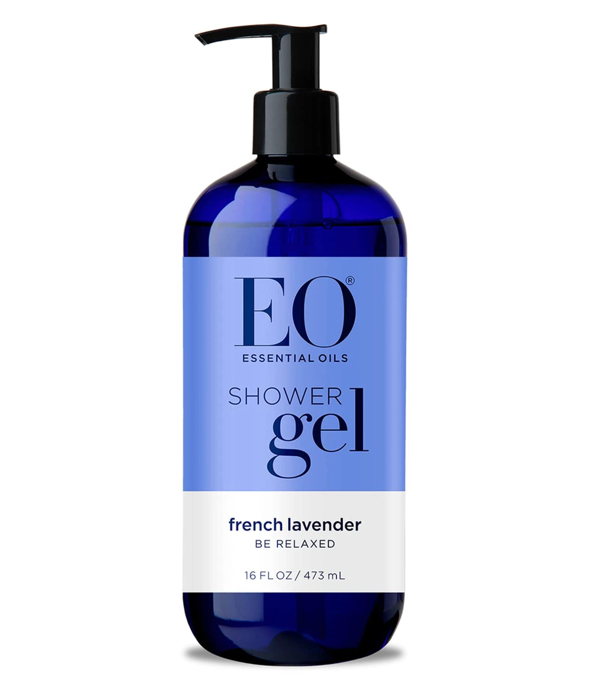 EO skin-conditioning shower gel lavender bottle highlights hydrating glycerin benefits