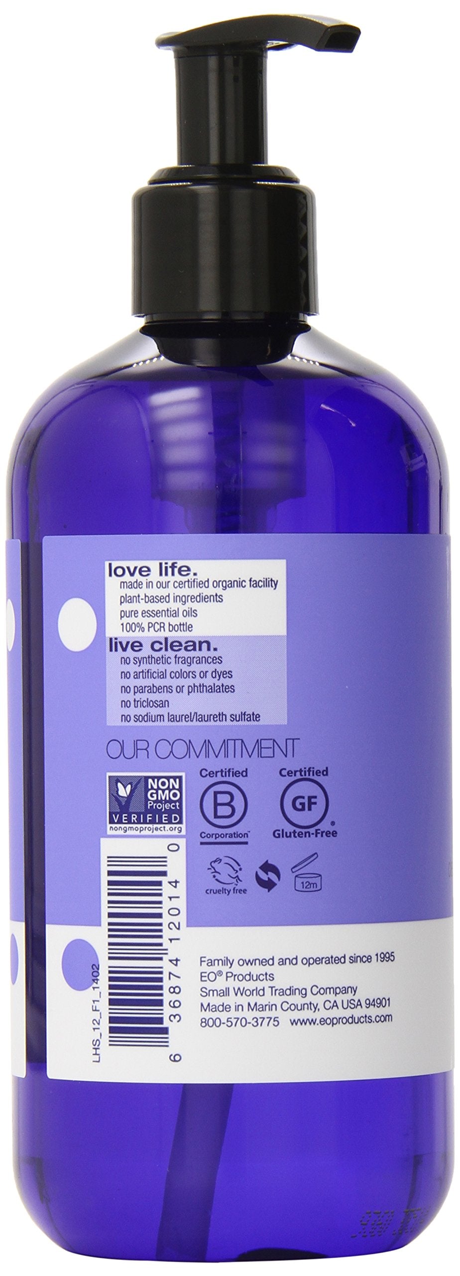EO sulfate-free hand soap lavender pump-action demonstrates easy dispensing and moisturizing cleanse