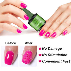 Eodci remover brush application shows easy 3 to 5 minute polish removal