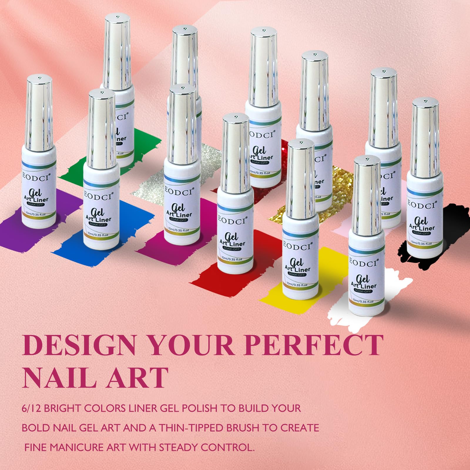 eodci nail art gel liner set black and white shades for crisp lines