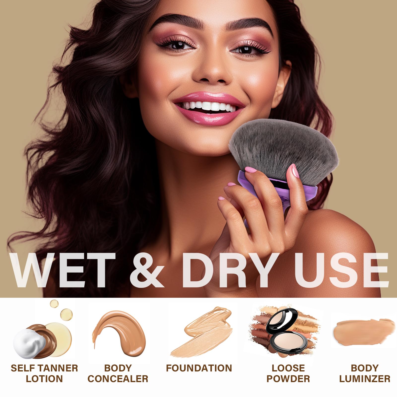 EOICCEOH back tanning brush demonstrates mess-free back coverage.