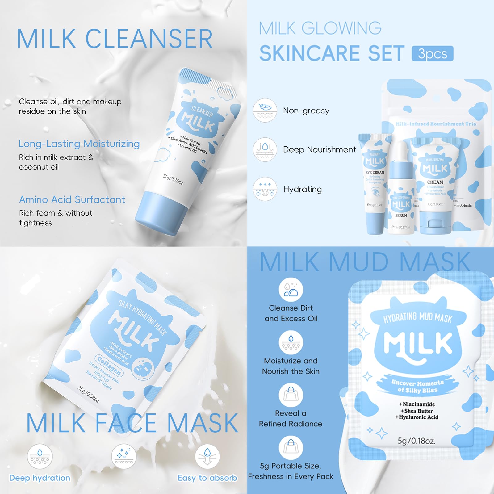 EONFAVE Milk Kids cleanser bottle image highlighting gentle cleansing for growing skin.