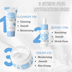 EONFAVE Milk Skin Set face cream image highlighting hydrating moisturizer for lasting softness.