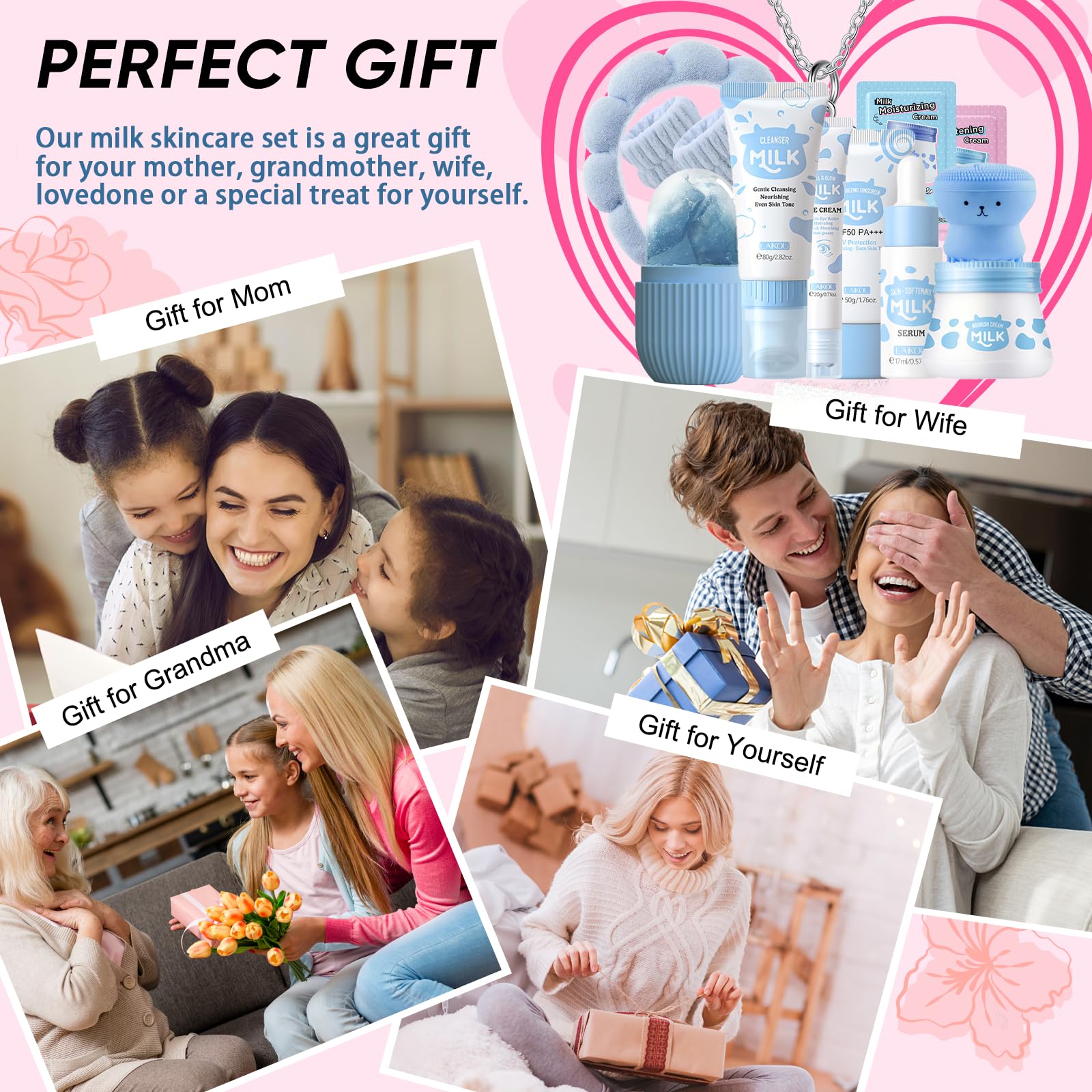 EONFAVE Milk Travel Kit with ice roller for on-the-go freshness