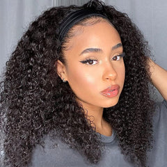 Eooma Curly Headband Wig 16-inch front view shows natural fullness and easy wear.