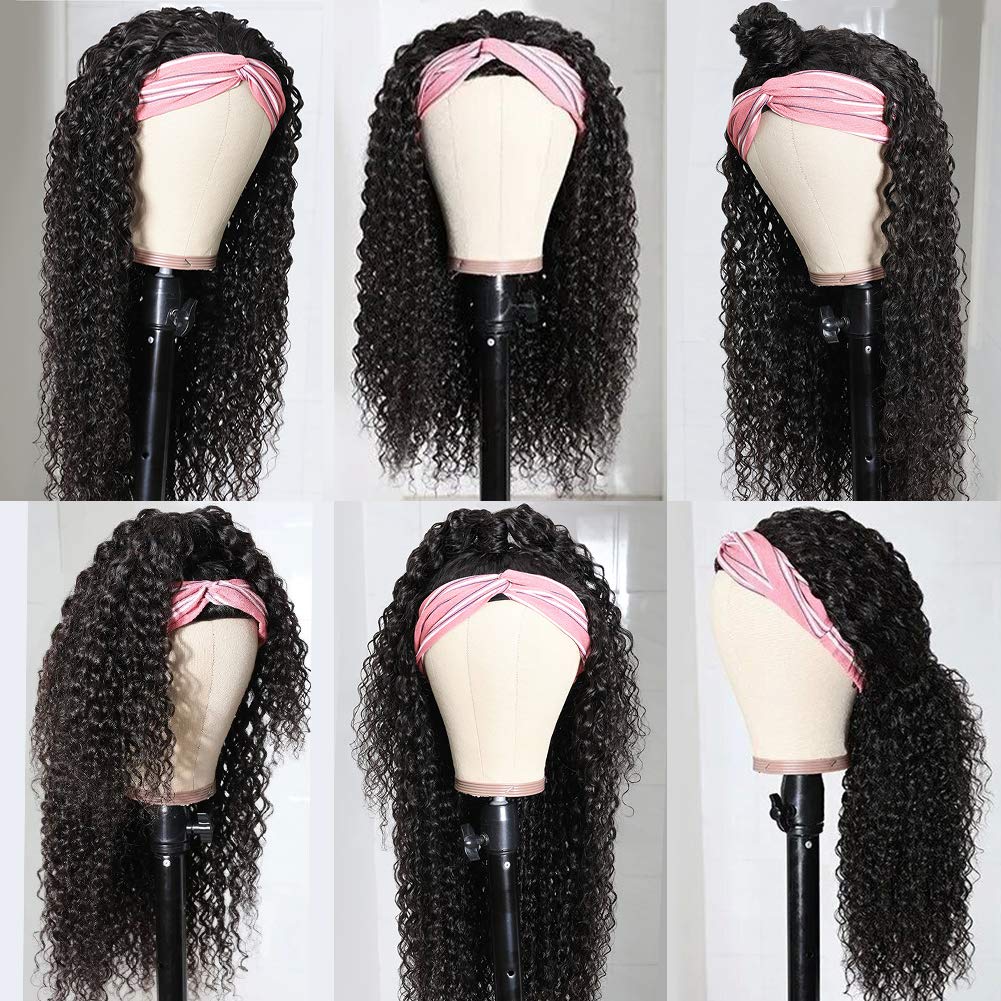 Eooma Curly Headband Wig adjustable cap with secure fit.