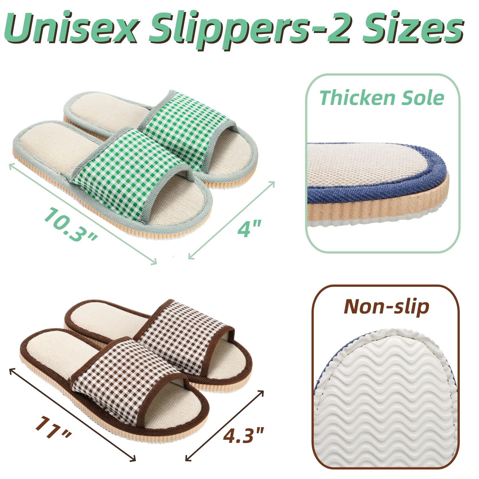 Eorbow open-toe spa slippers feature a thick EVA sole for comfortable stepping.
