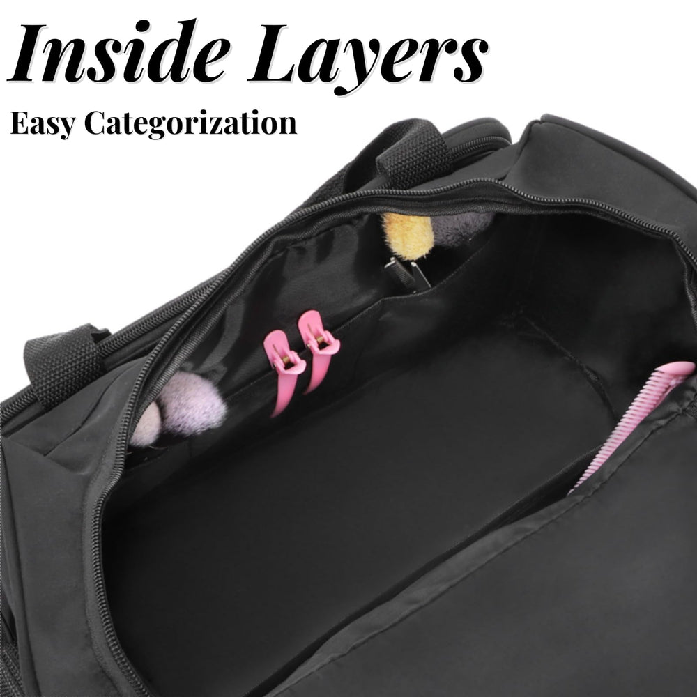 Eorbow travel bag on table stands feature stable setup for easy access.