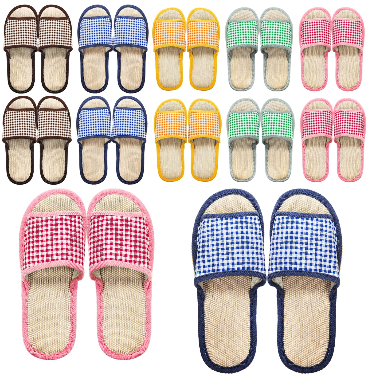 Eorbow 10-pair guest slippers boxed set for hosting with comfortable, breathable linen-cotton fabric.