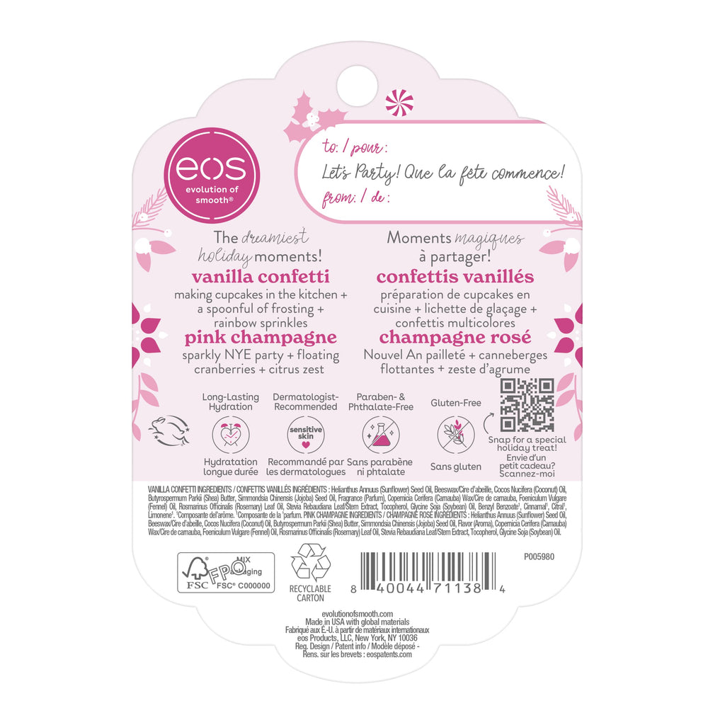EOS gift-ready holiday packaging shown for stocking stuffers