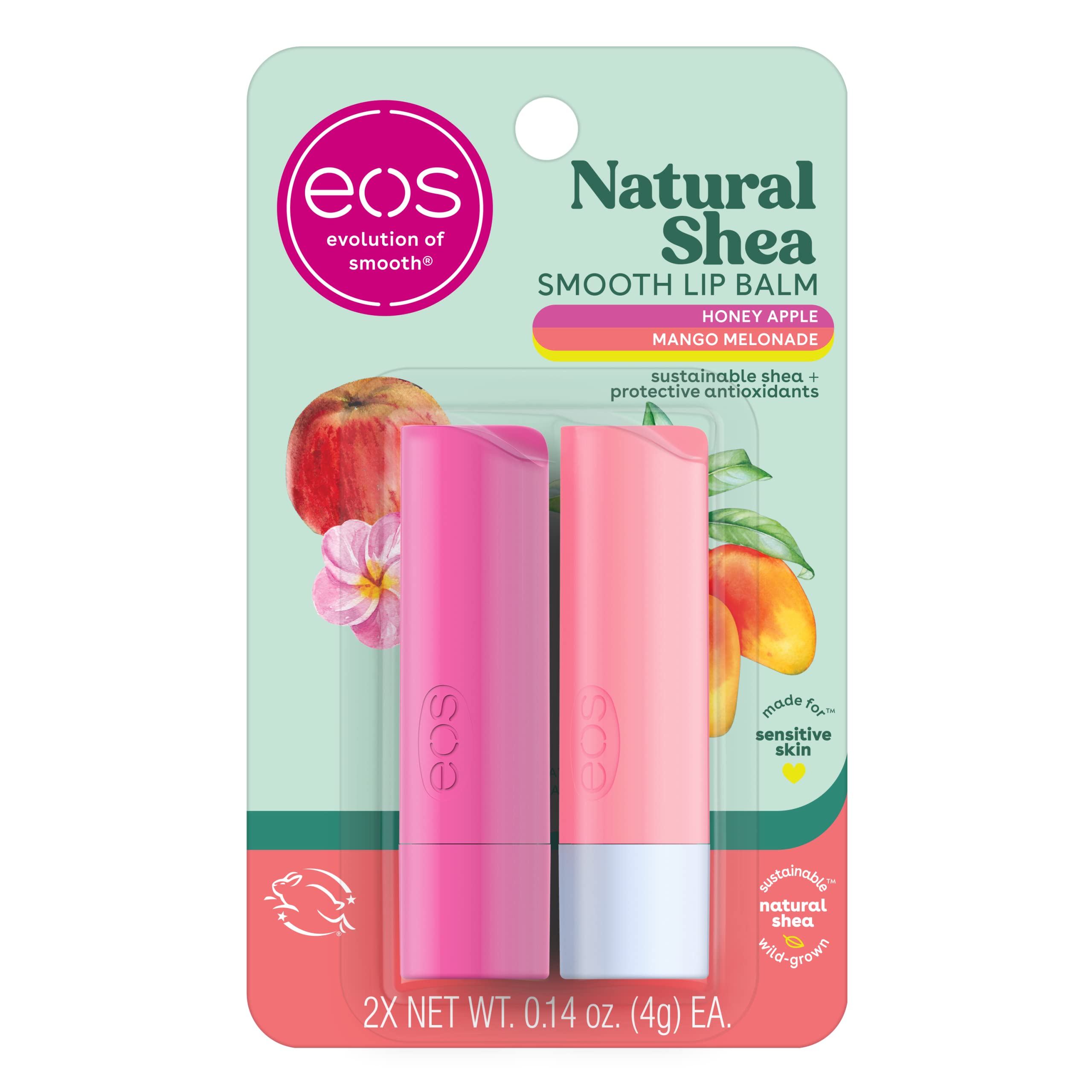 eos natural shea lip balm honey apple close-up demonstrating moisture and flavor