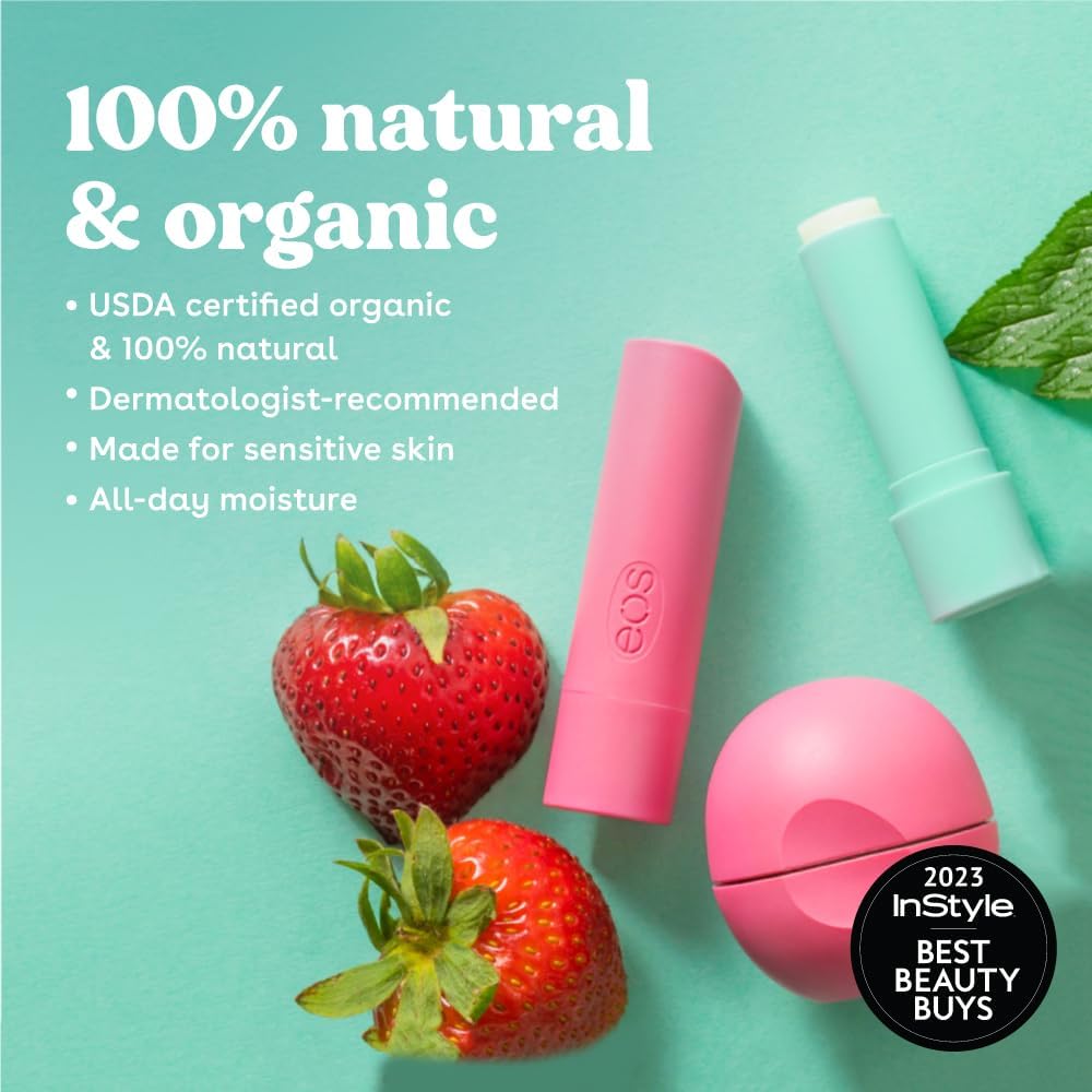 EOS organic lip balm with shea butter emphasizes weightless hydration