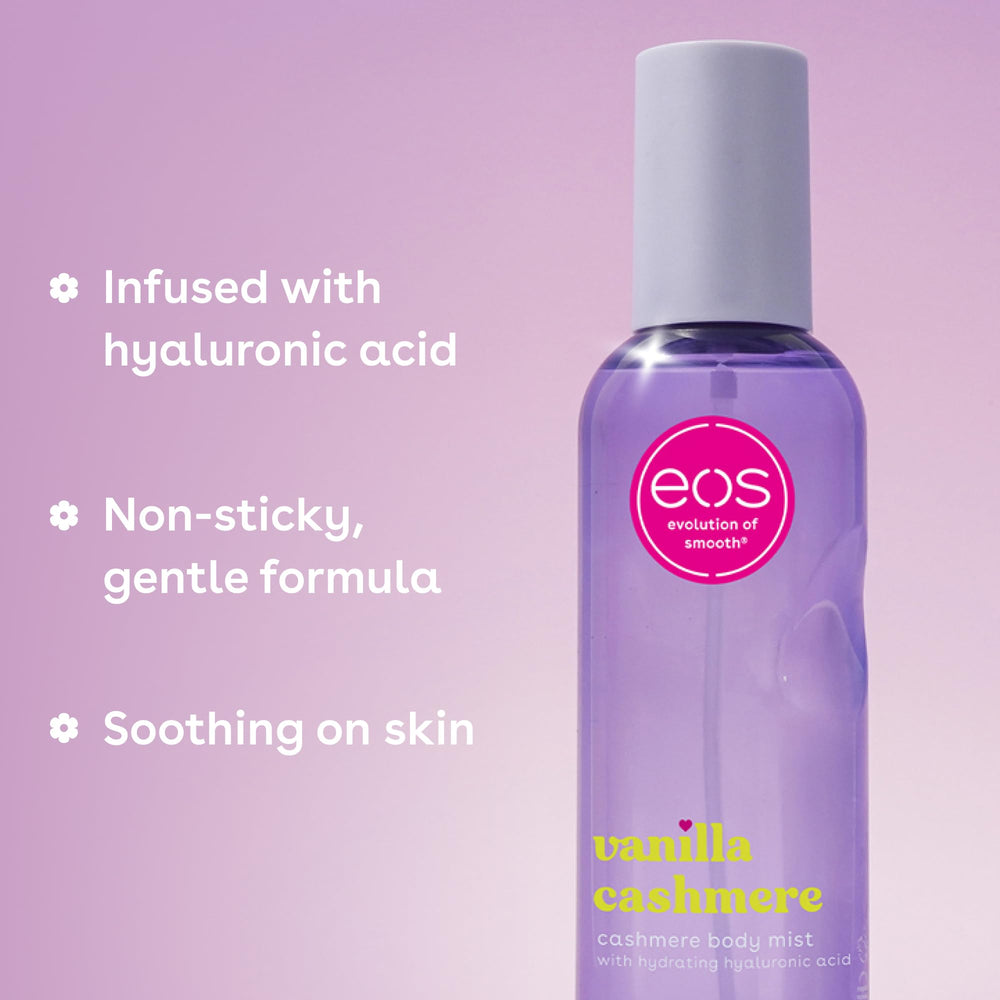 eos spritz in hair mid-lengths, provides subtle fragrance and refresh benefit
