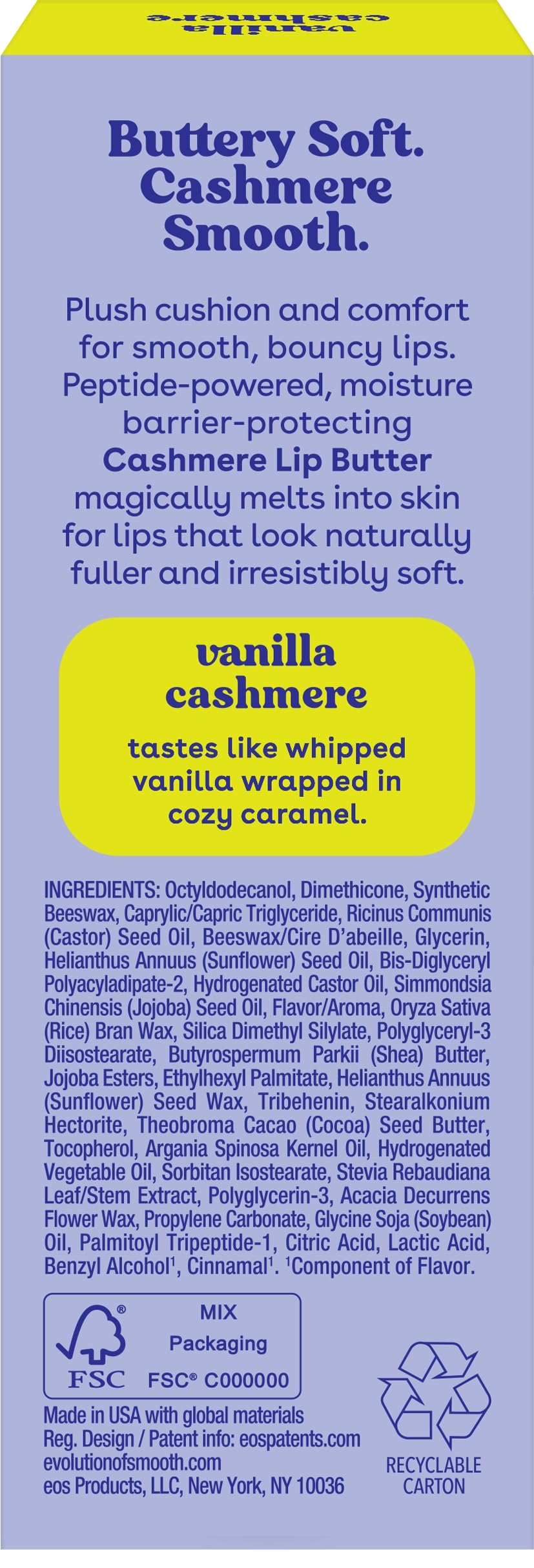 eos vanilla cashmere lip butter yields soft lips after use