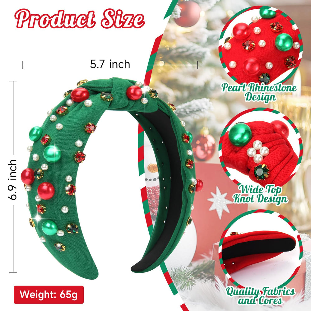 Eostankr pearl-knotted headband with rhinestones for party-ready look