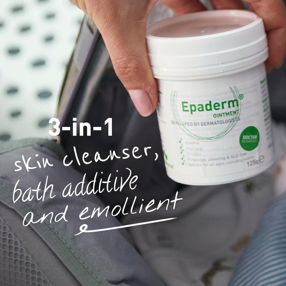 Epaderm ointment being applied to skin demonstrates spread over dry patches.