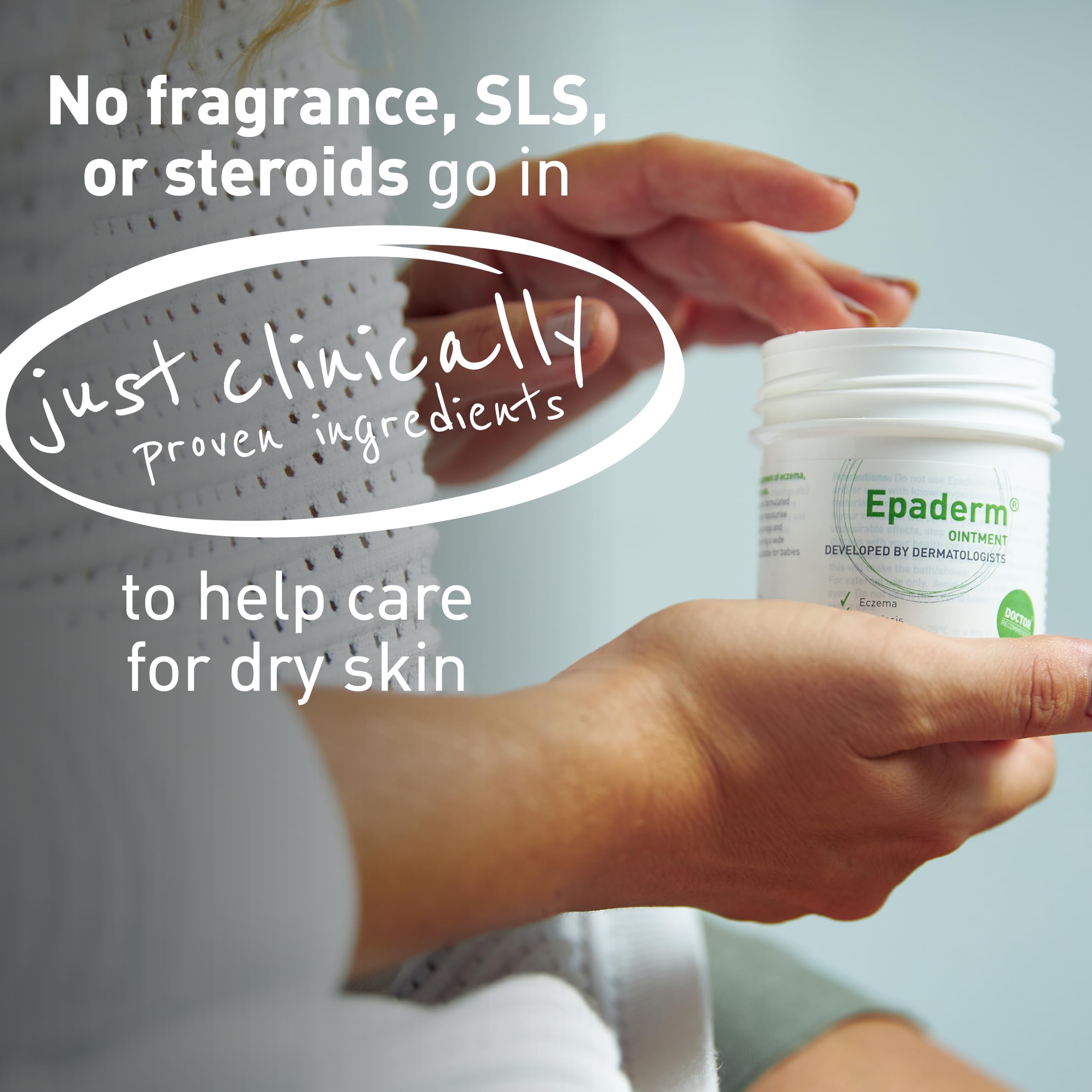 Epaderm ointment on skin demonstrates improved softness after use.