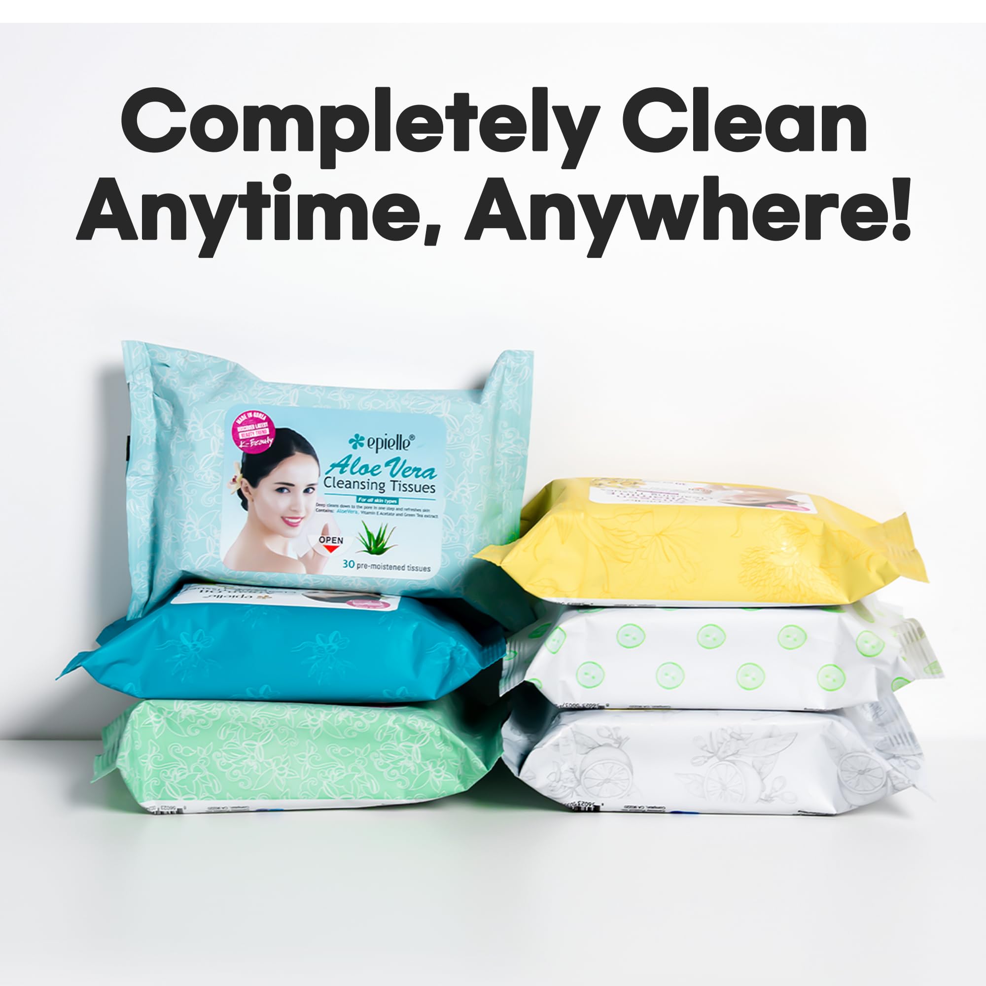 Epielle Argan Oil Makeup Remover Wipes single wipe highlights residue-free finish.