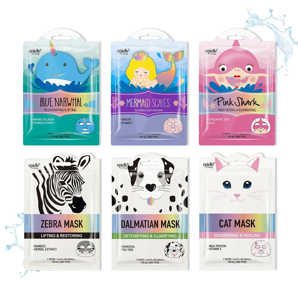 Epielle character wave blue narwhal mask hydrates and lifts skin