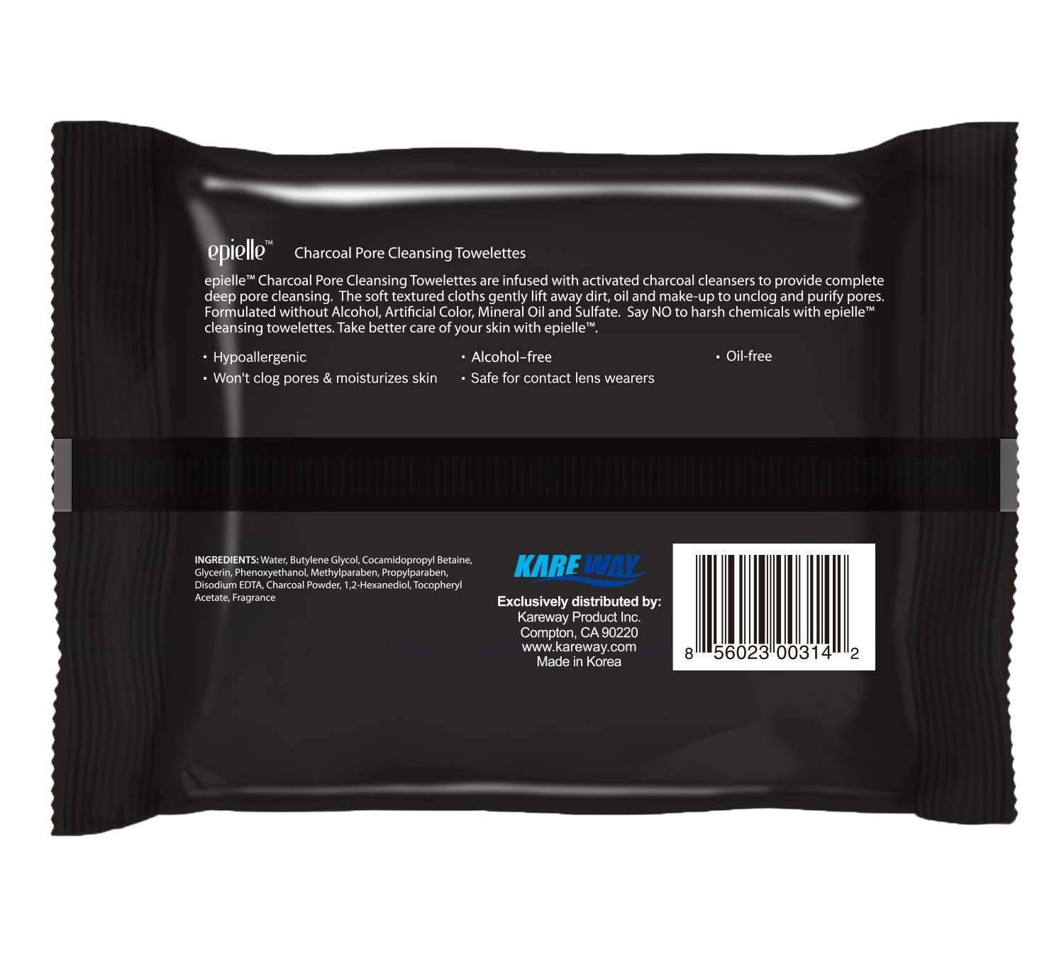Epielle Charcoal Makeup Remover Wipes remove waterproof mascara gently.