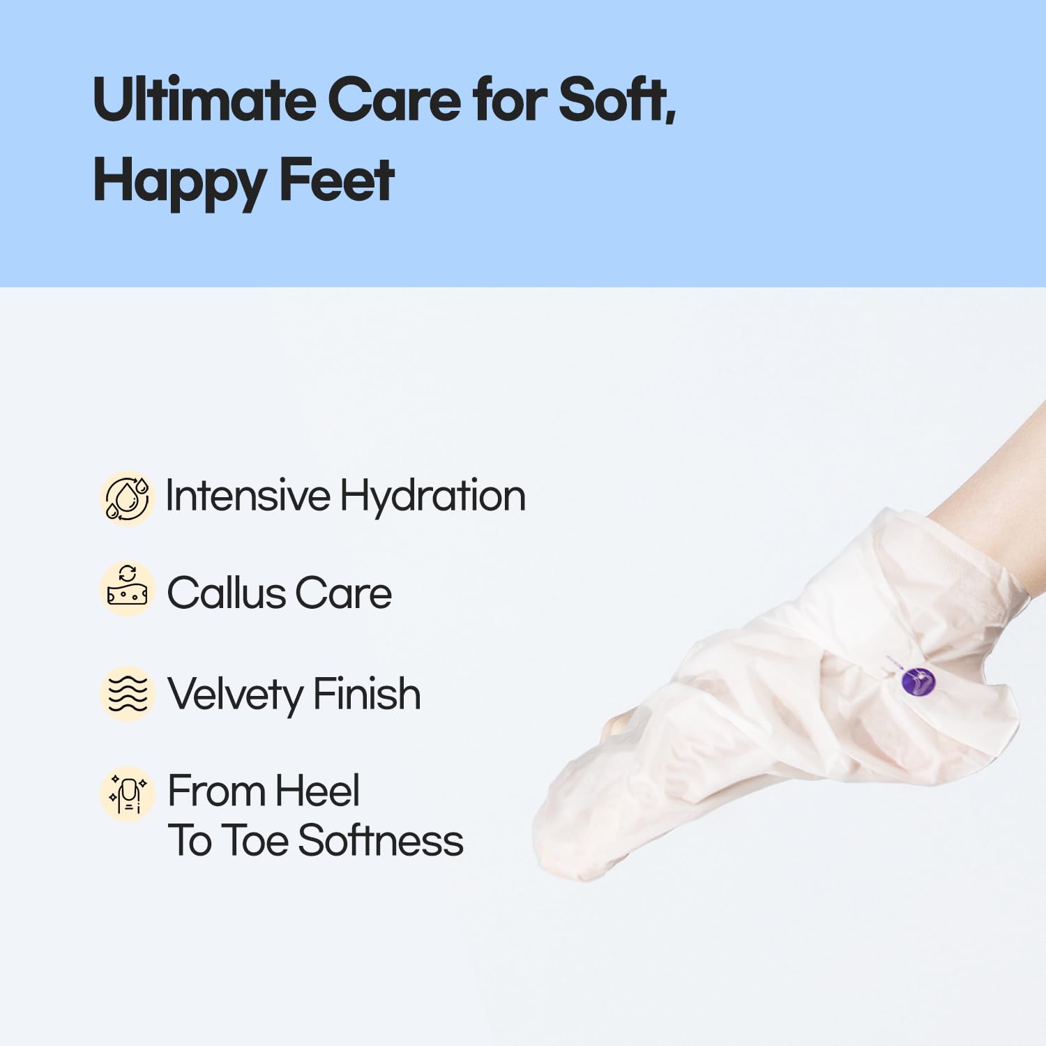 Epielle coconut oil milk extract formula foot mask for lasting moisture.