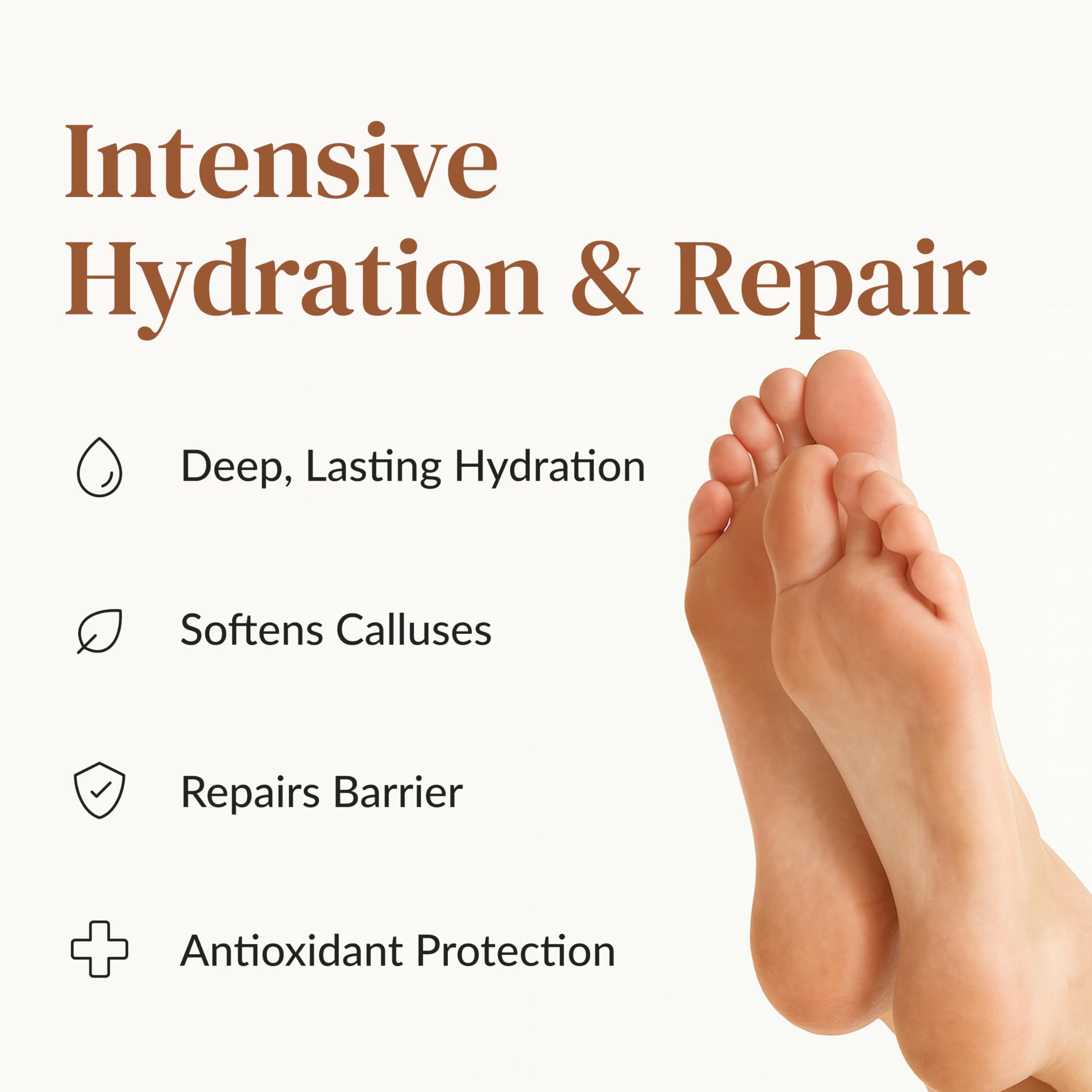 Epielle foot mask on feet delivers soft, comfortable skin after use.