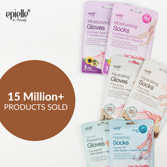 Epielle foot mask socks closeup demonstrates deep moisture for cracked heels.