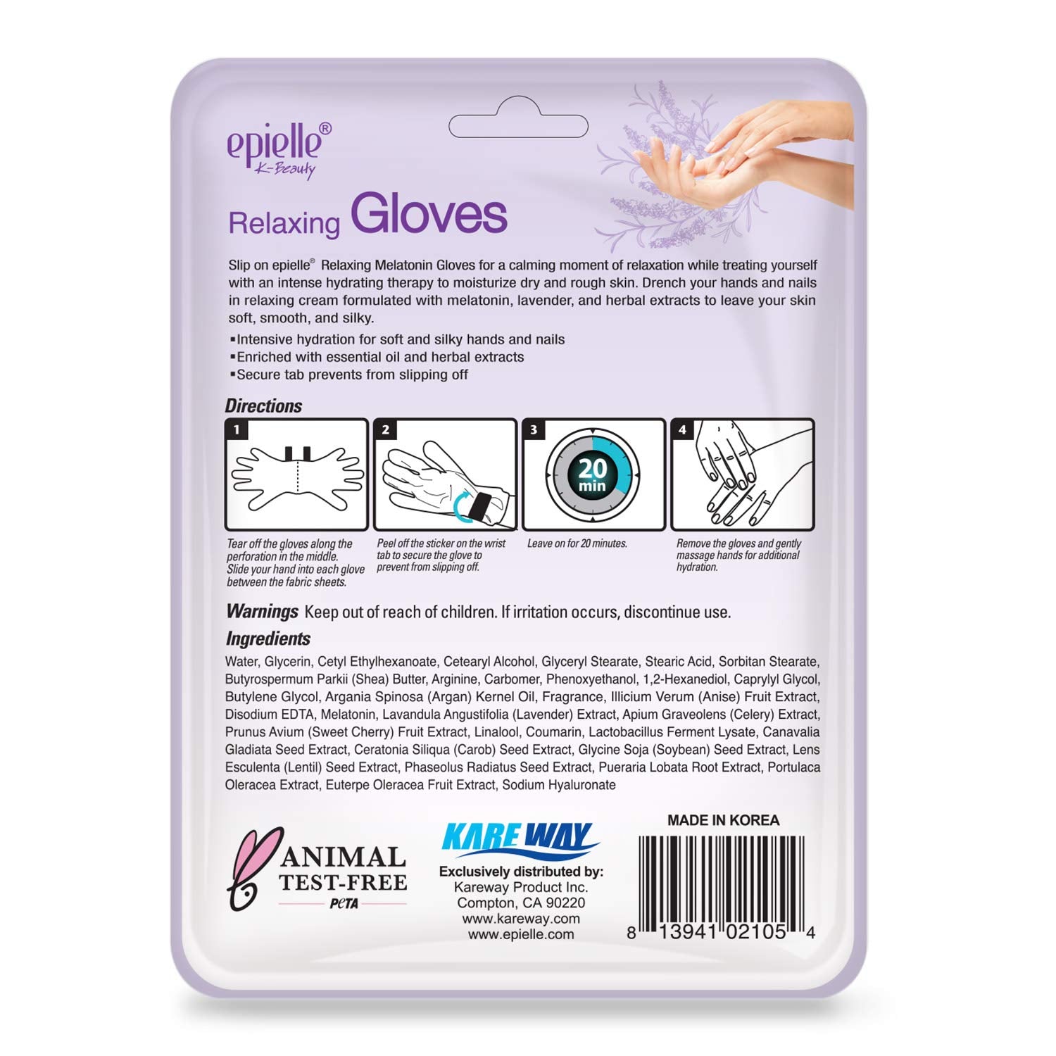 Epielle gloves in pack ready for at-home spa moment