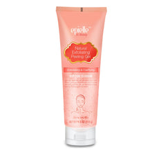 Epielle Gommage Peeling Gel jar on vanity demonstrates hydration boost.