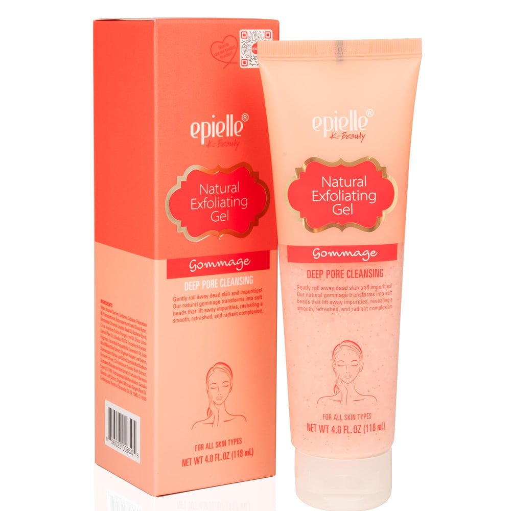 Epielle Gommage Peeling Gel texture close-up shows gentle exfoliation for smoother skin.