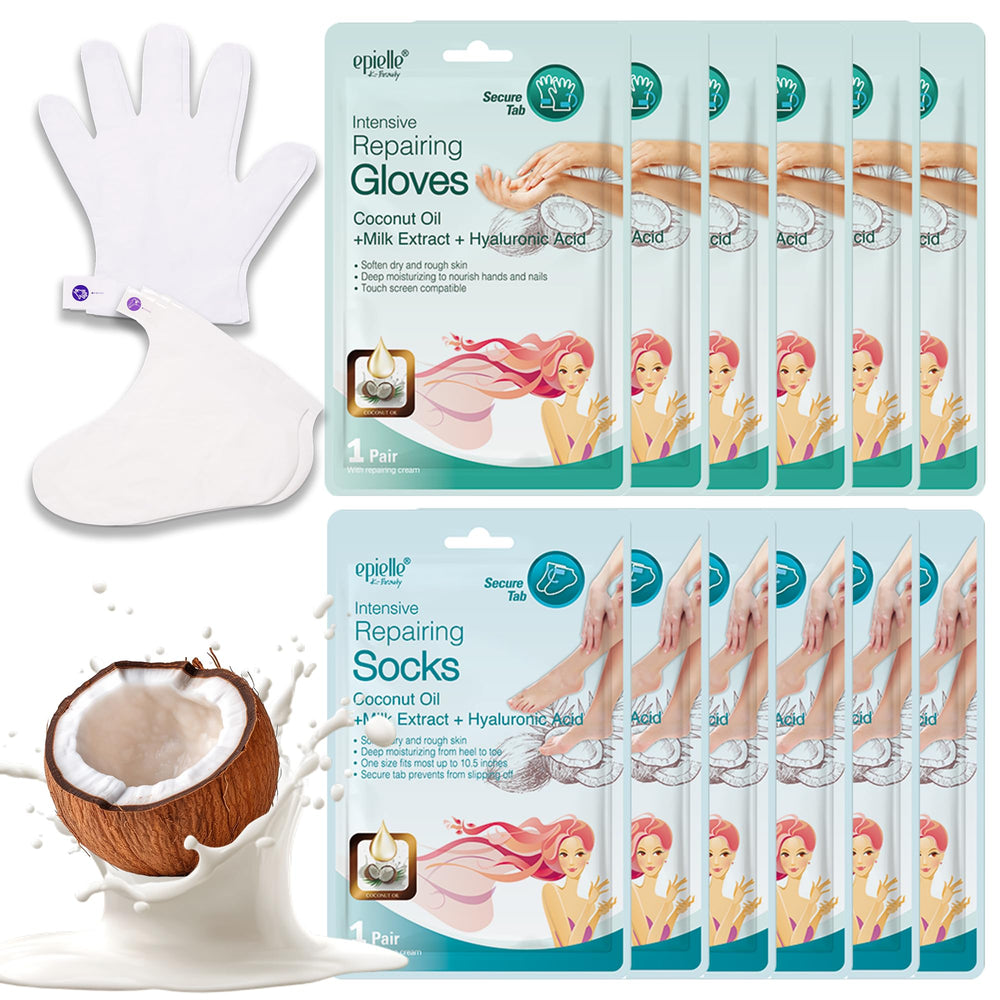 Epielle hand mask gloves close-up showing rapid hydration for dry skin
