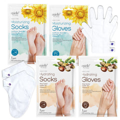Epielle hand masks gloves closeup highlights hydrating gloves for smoother hands.