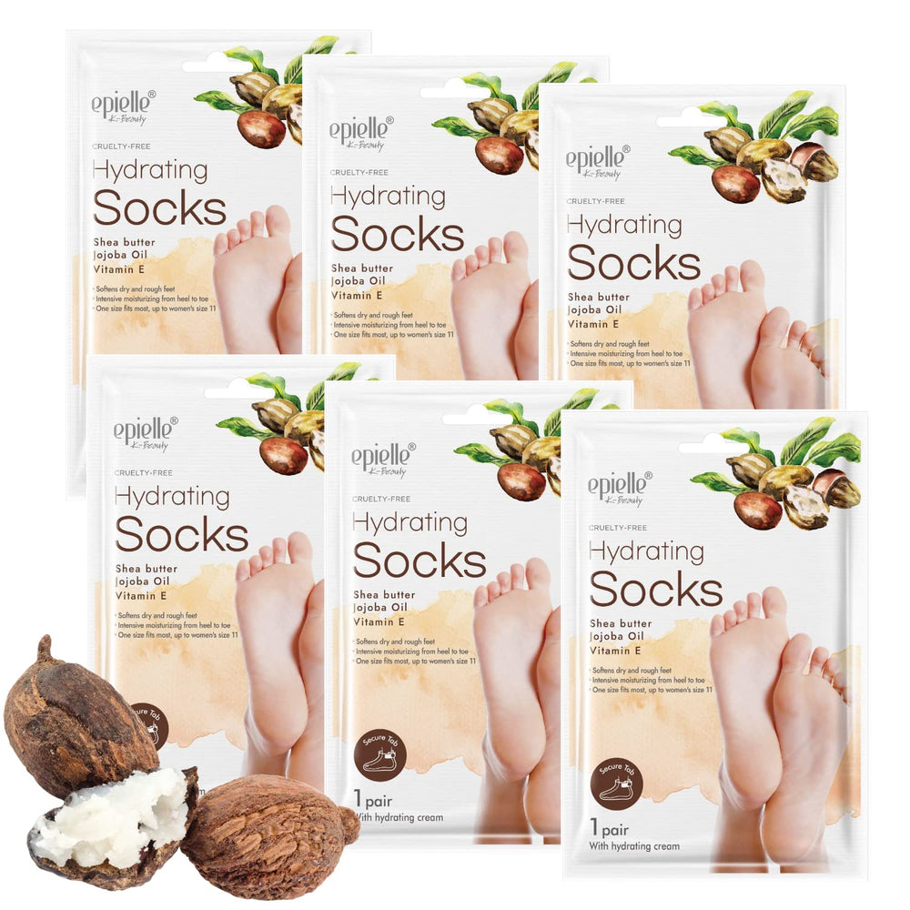 Epielle hydrating foot-mask packaging highlighting spa-ready moisture benefits.