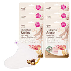 Epielle hydrating foot mask packaging with six pairs for dry feet soothing