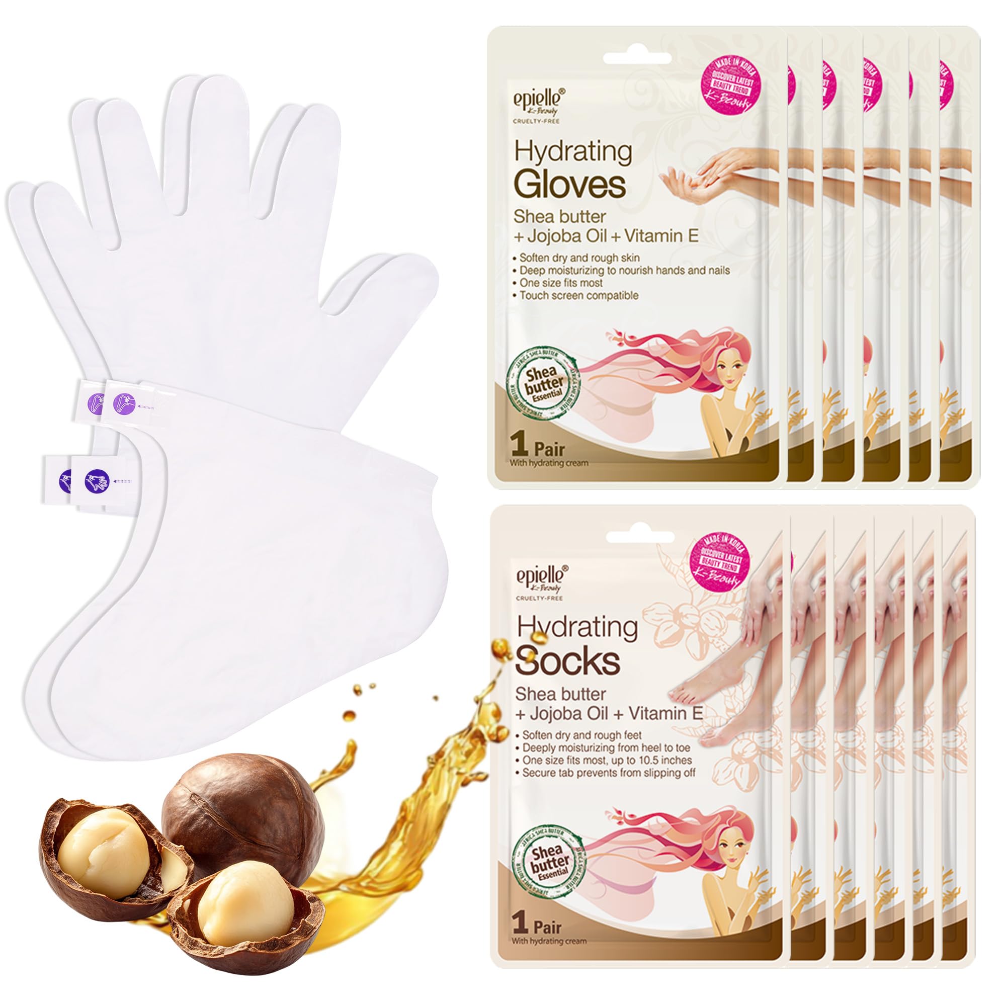 Epielle hydrating foot socks 6-pack delivering moisture boost for dry feet