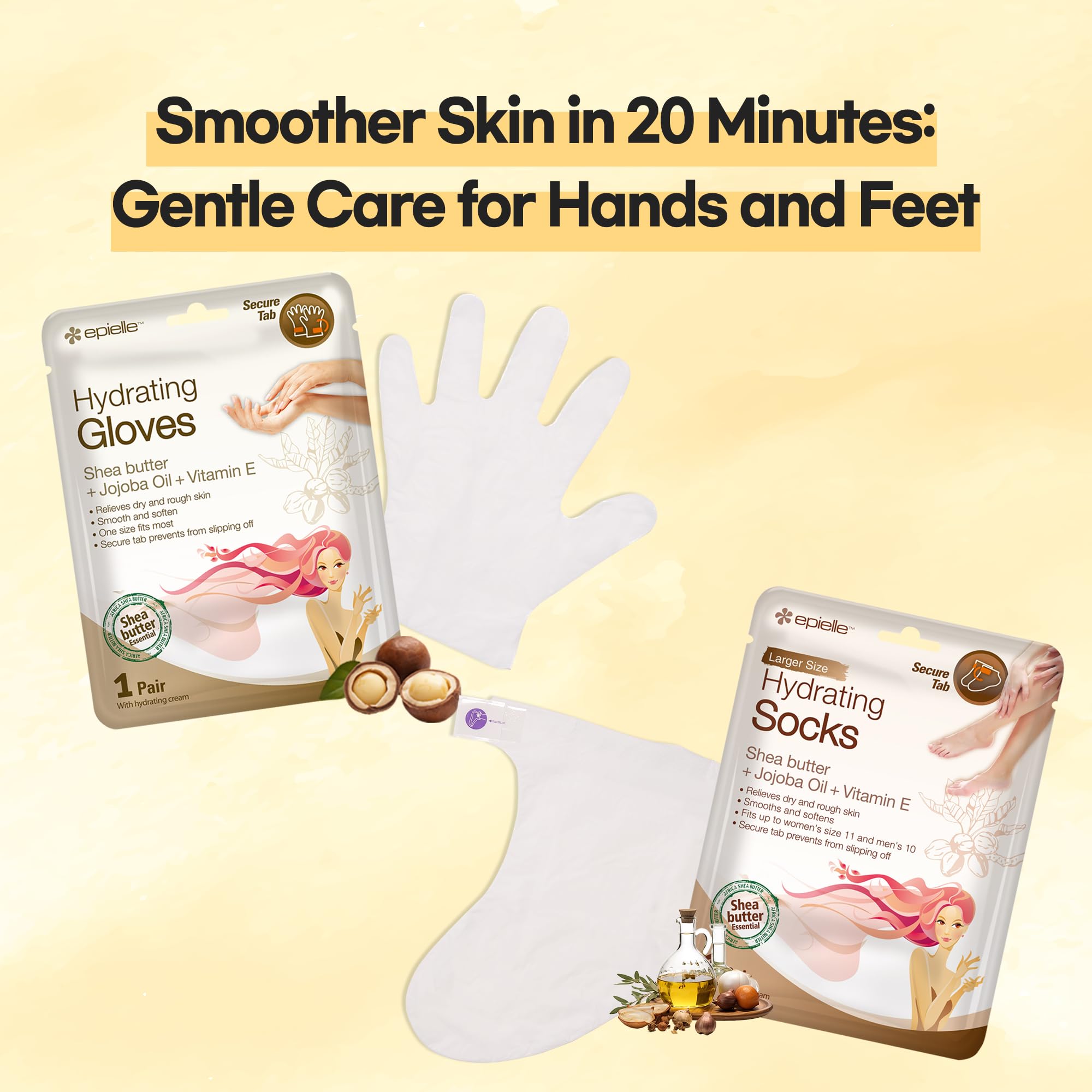 Epielle Hydrating Hand Mask pack 6-pairs display for gifting