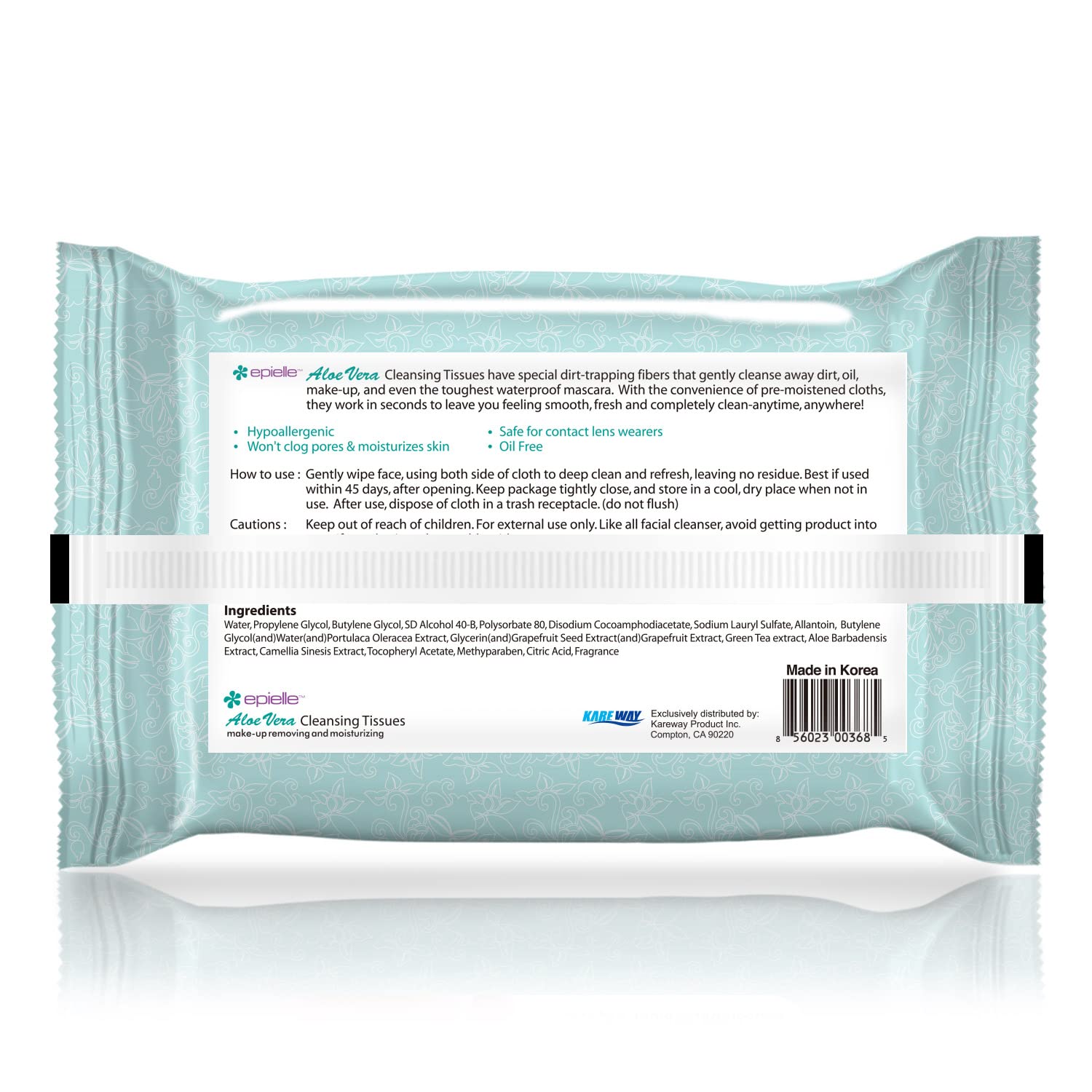 Epielle makeup remover wipes flip-top pack keeps moisture