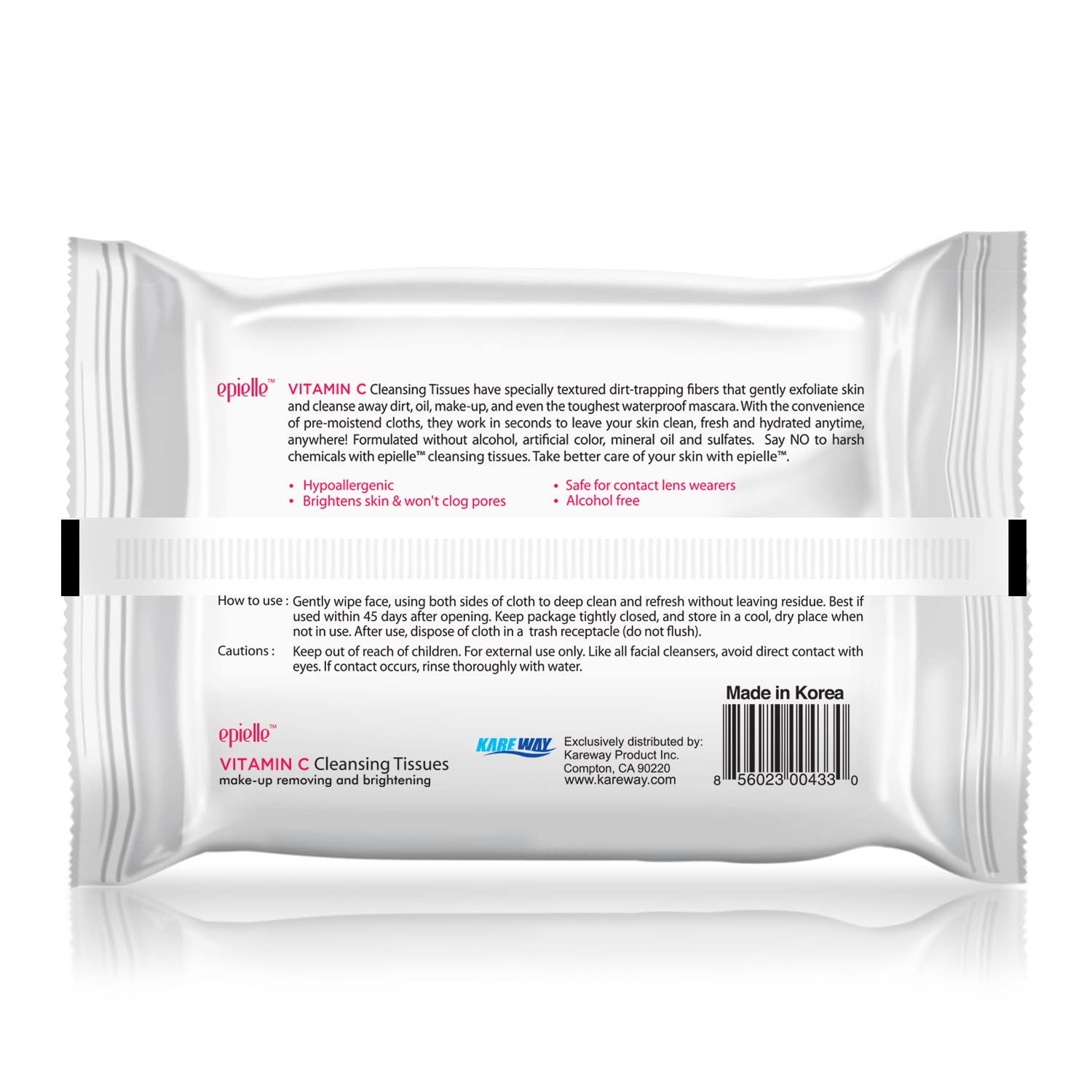 Epielle makeup remover wipes on-the-go compact pack for travel.