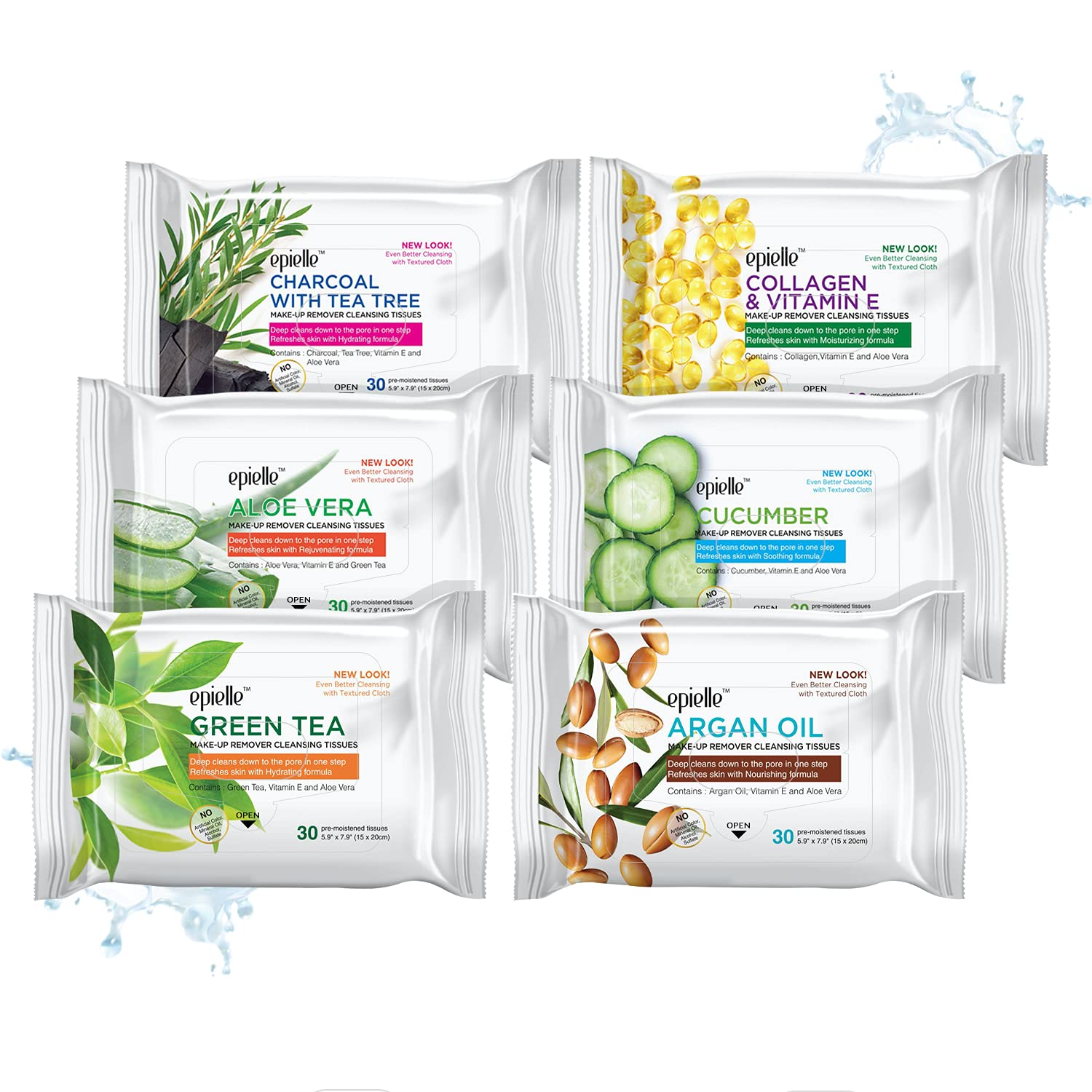 Epielle Makeup Remover Wipes pack front view for bulk daily cleansing and travel
