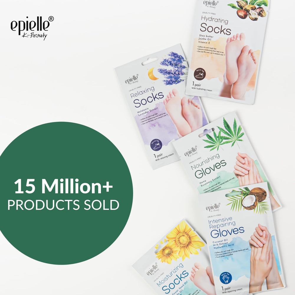 Epielle nourishing foot mask application close-up showing soothing moisture