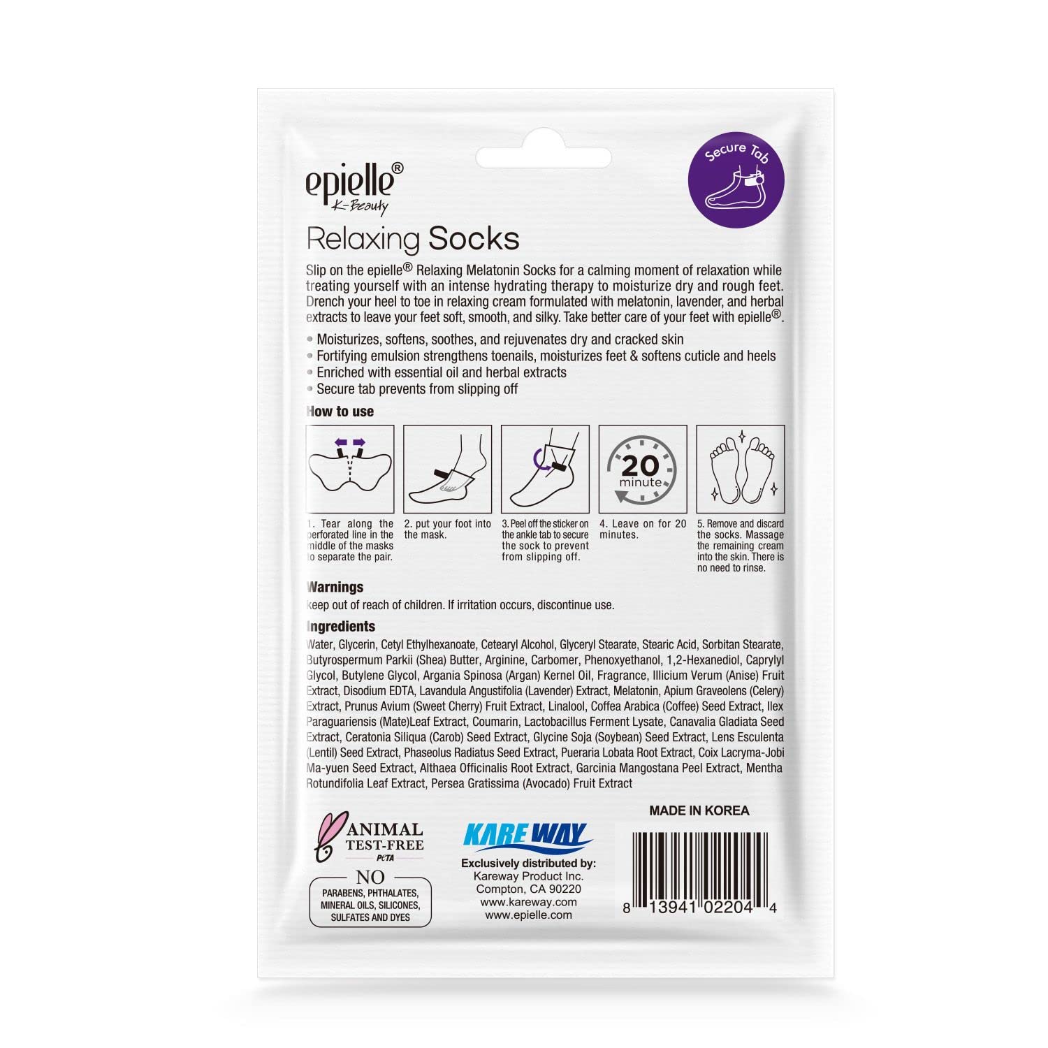 Epielle relaxing foot mask gift-ready box for stocking stuffers.