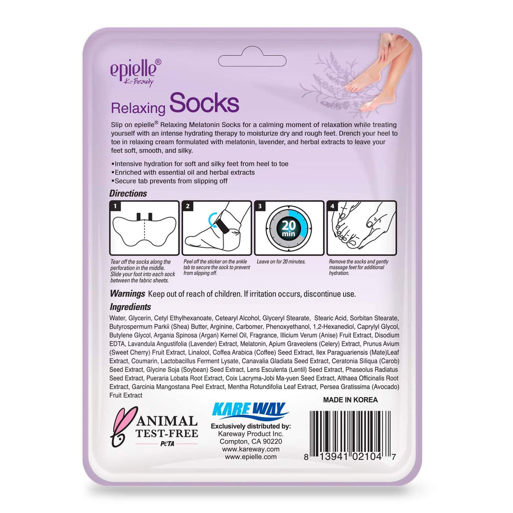 Epielle Relaxing Foot Mask melatonin-lavender image focusing on soothing ingredients