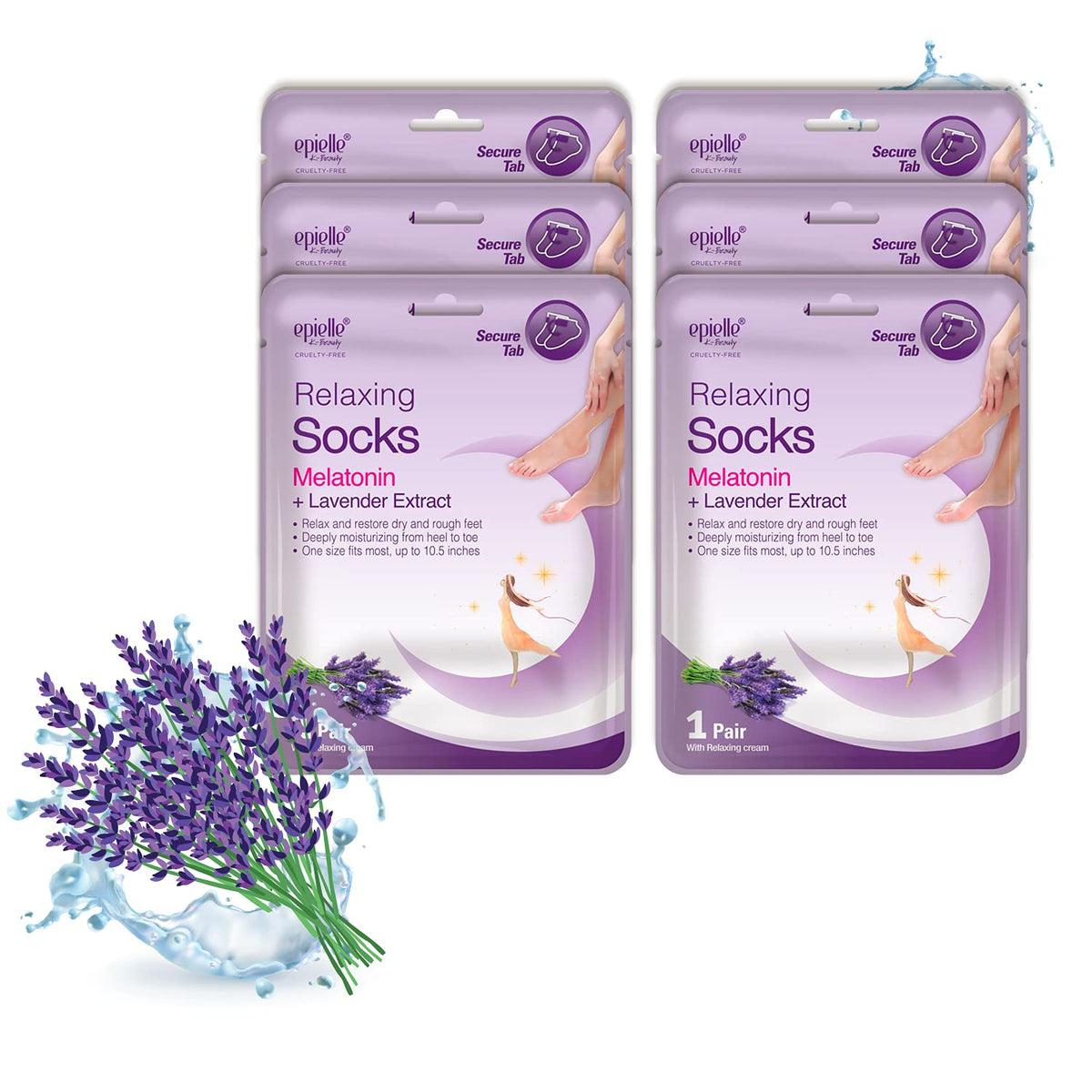 Epielle Relaxing Foot Mask pack with six disposable socks for spa-like at-home foot care