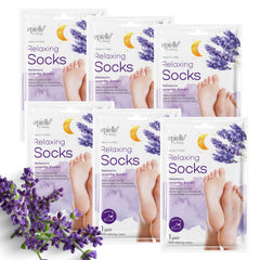 Epielle relaxing foot mask packaging shown for at-home spa treatment.
