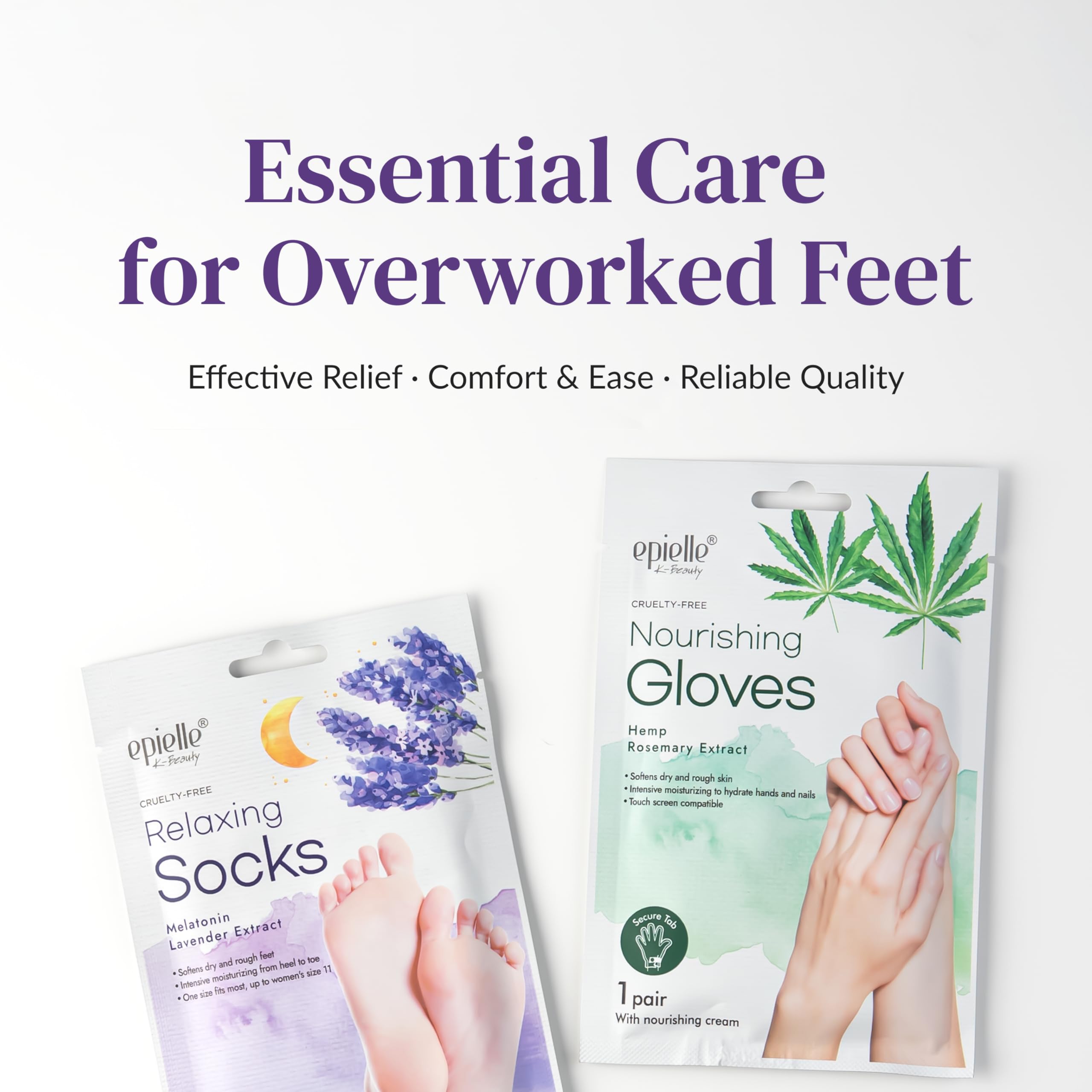 Epielle relaxing foot mask used in a spa-at-home self-care ritual.