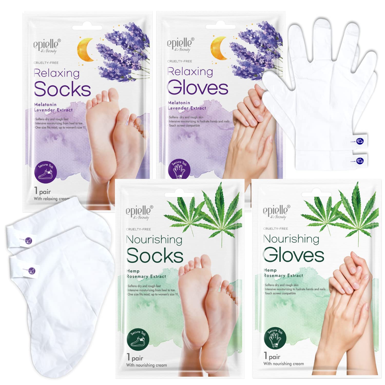 Epielle relaxing socks in use with secure tab for a stable home spa session.