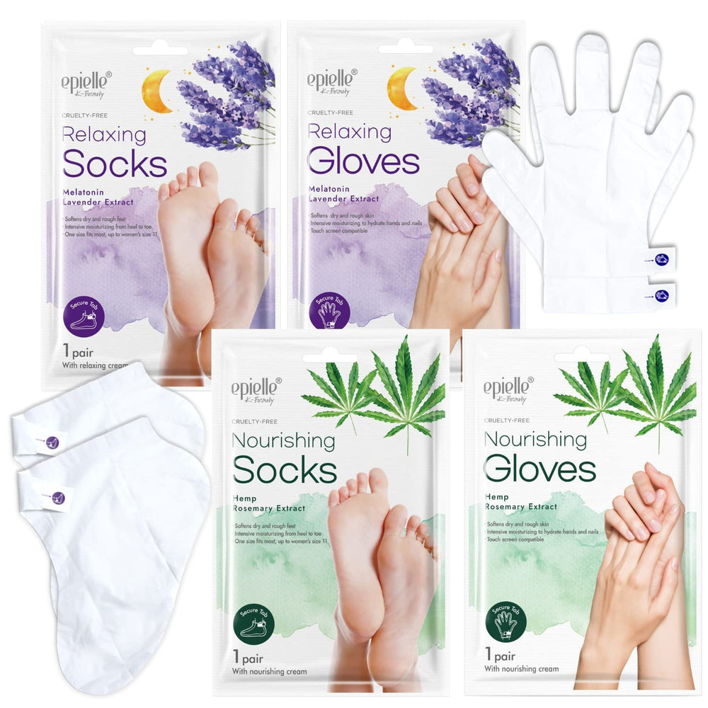 Epielle relaxing socks in use with secure tab for a stable home spa session.