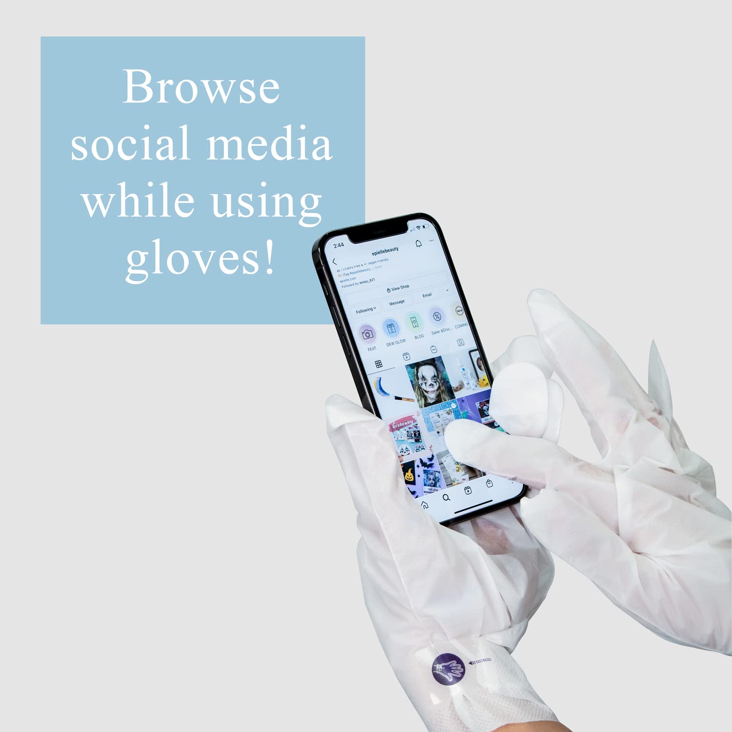 Epielle touch-screen compatible night use for moisturizing hands.