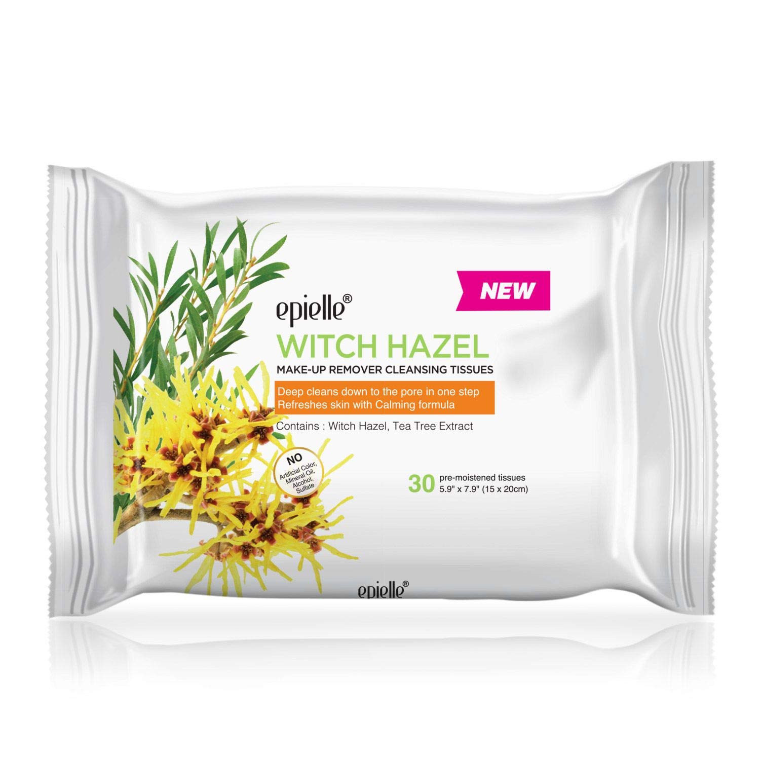 Epielle Witch Hazel Makeup Remover Wipes texture closeup showing gentle cleansing fibers for quick dirt removal