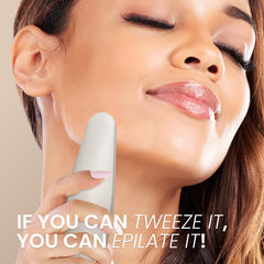 Epilady Esthetic Pearl epilator's rotating coil system captures fine hairs for quick tweezing.